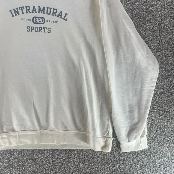 Vintage Eddie Bauer Sweater Mens Medium White Crew Neck Pullover Sweatshirt 90s - Picture 5 of 15